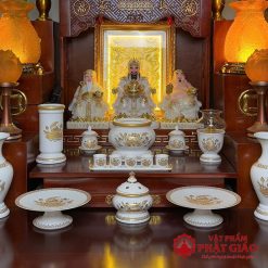 Ống Đựng Hương Bằng Sứ Trắng Hoa Sen Vàng, Cao 20cm 1 ong dung huong bang su trang hoa sen vang cao 20cm vat pham phat giao la boi 4