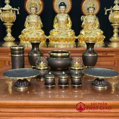 Ống Hương Bằng Đồng Vân Đá, Màu Đen Sần, Cao 20cm, 22.5cm 1 ong huong bang dong van da mau den san cao 20cm 22cm vat pham phat giao la boi 9