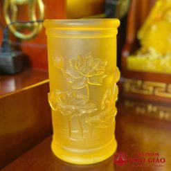 Ống Hương Chất Liệu Lưu Ly Hoa Sen Nổi, Cao 20cm 2 ong huong chat lieu luu ly hoa sen noi cao 20cm vat pham phat giao la boi 10