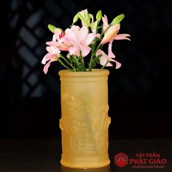 Ống Hương Chất Liệu Lưu Ly Hoa Sen Nổi, Cao 20cm 4 ong huong chat lieu luu ly hoa sen noi cao 20cm vat pham phat giao la boi 8