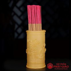 Ống Hương Chất Liệu Lưu Ly Hoa Sen Nổi, Cao 20cm 3 ong huong chat lieu luu ly hoa sen noi cao 20cm vat pham phat giao la boi 9