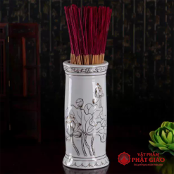 ong huong su trang hoa sen vien vang cao 20cm 25cm vat pham phat giao la boi 10