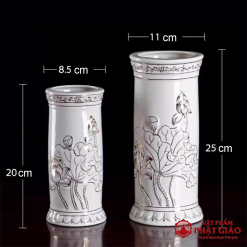 ong huong su trang hoa sen vien vang cao 20cm 25cm vat pham phat giao la boi 3 2