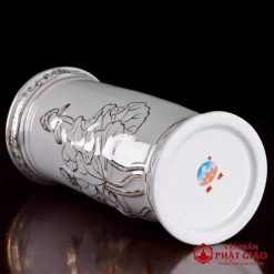 ong huong su trang hoa sen vien vang cao 20cm 25cm vat pham phat giao la boi 8