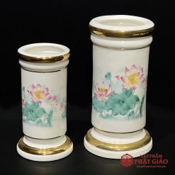 Ống Hương Sứ Trắng Sen Hồng Lá Xanh, Cao 20cm, 25cm 4 ong huong su trang sen hong la xanh nhieu co vat pham phat giao la boi 2