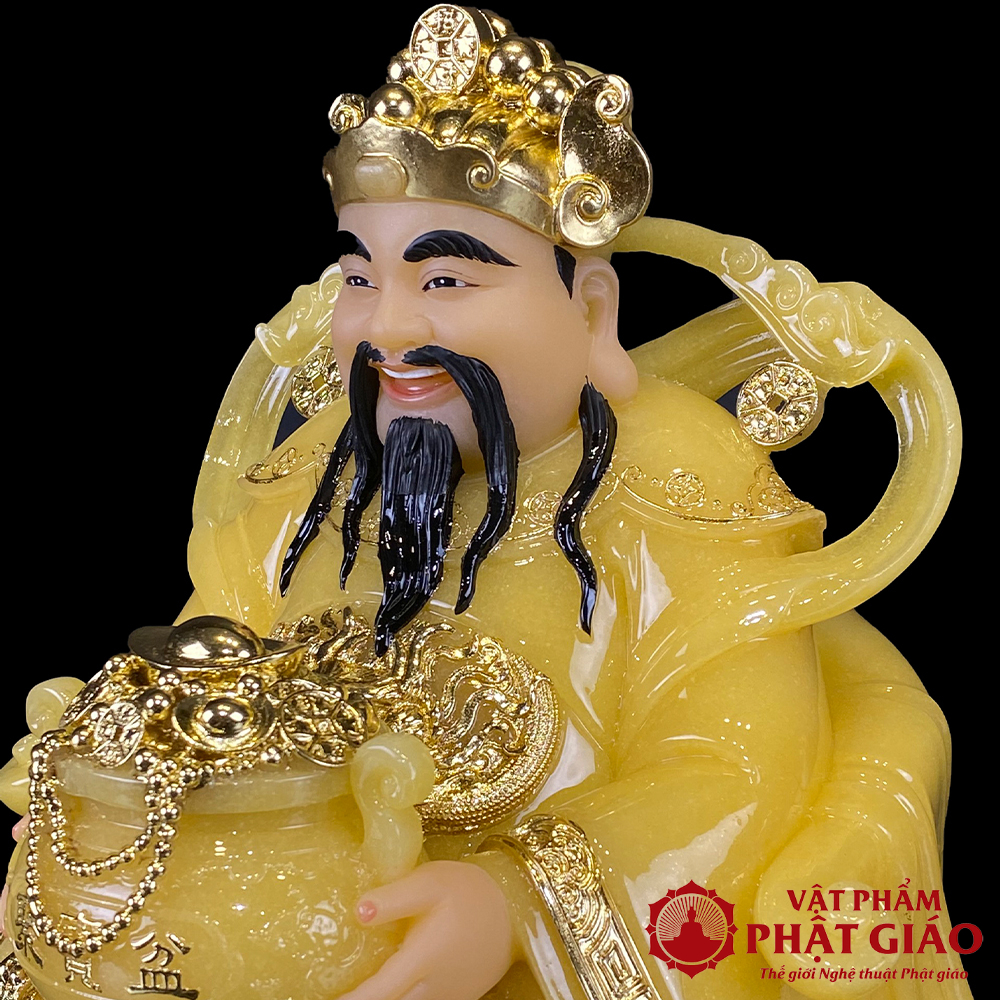 Tượng Thần Tiên Ôm Chậu Tiền Ngồi Đế Vuông Thạch Anh Viền Vàng 20cm, 25cm, 30cm, 40cm 9 13 Tuong Than tien thach anh vien vang 0001 2