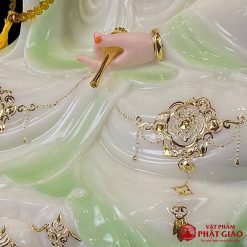 Tượng Quan Thế Âm Bồ Tát Ngồi Mây Bằng Bột Đá Cẩm Thạch Thiên Thanh Cao 30cm, 40cm, 48cm