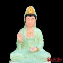 Tượng Tây Phương Tam Thánh Ngồi Đài Sen, Bột Đá Xanh Ngọc 3D, Cao 30cm, 35cm, 40cm, 48cm, 65cm 10 2