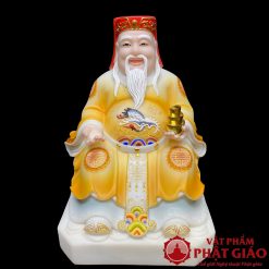 Tượng Thần Tài Thổ Địa Bột Đá Sơn Vàng Mờ, Cao 20cm, 25cm, 30cm, 35cm, 40cm