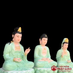 Tượng Tây Phương Tam Thánh Ngồi Đài Sen, Bột Đá Xanh Ngọc 3D, Cao 30cm, 35cm, 40cm, 48cm, 65cm 3 300204adab2d4873113c