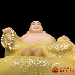 Tượng Di Lặc Ngồi Túi Tiền Cầm Vàng Bột Đá Thạch Anh, Cao 30cm, 40cm, 48cm 4 9 0001 tuong phat di lac tui tien ve gam son vang dep nhat hcm 3