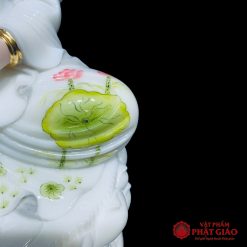 Tượng Phật Quan Âm Tọa Đài Sen Trắng Sơn Xanh Hồng, Cao 30cm, 40cm, 48cm, 65cm - Ảnh 9