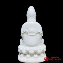 Tượng Phật Quan Âm Tọa Đài Sen Trắng Sơn Xanh Hồng, Cao 30cm, 40cm, 48cm, 65cm - Ảnh 6