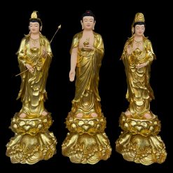 Bộ Tượng Tây Phương Tam Thánh Đứng, Chất liệu Composite Mạ Vàng Công Nghiệp, Cao 85cm, 125cm 1 Tuong Phat Tay phuong tam thanh Dung composite ma vang cong nghiep 1m25 0009 Layer 1 1