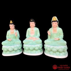 Tượng Tây Phương Tam Thánh Ngồi Đài Sen, Bột Đá Xanh Ngọc 3D, Cao 30cm, 35cm, 40cm, 48cm, 65cm 2 b968cd22eba408fa51b5