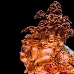 Tượng Di Lặc Ngồi Gốc Tùng Gỗ Hương Đá Dài 1m2 1 1 10