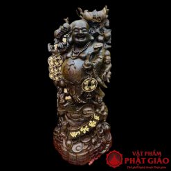 Tượng Phật Di Lặc Gánh Đào Ngũ Phúc Gỗ Mun Cao 90cm 1 1 3