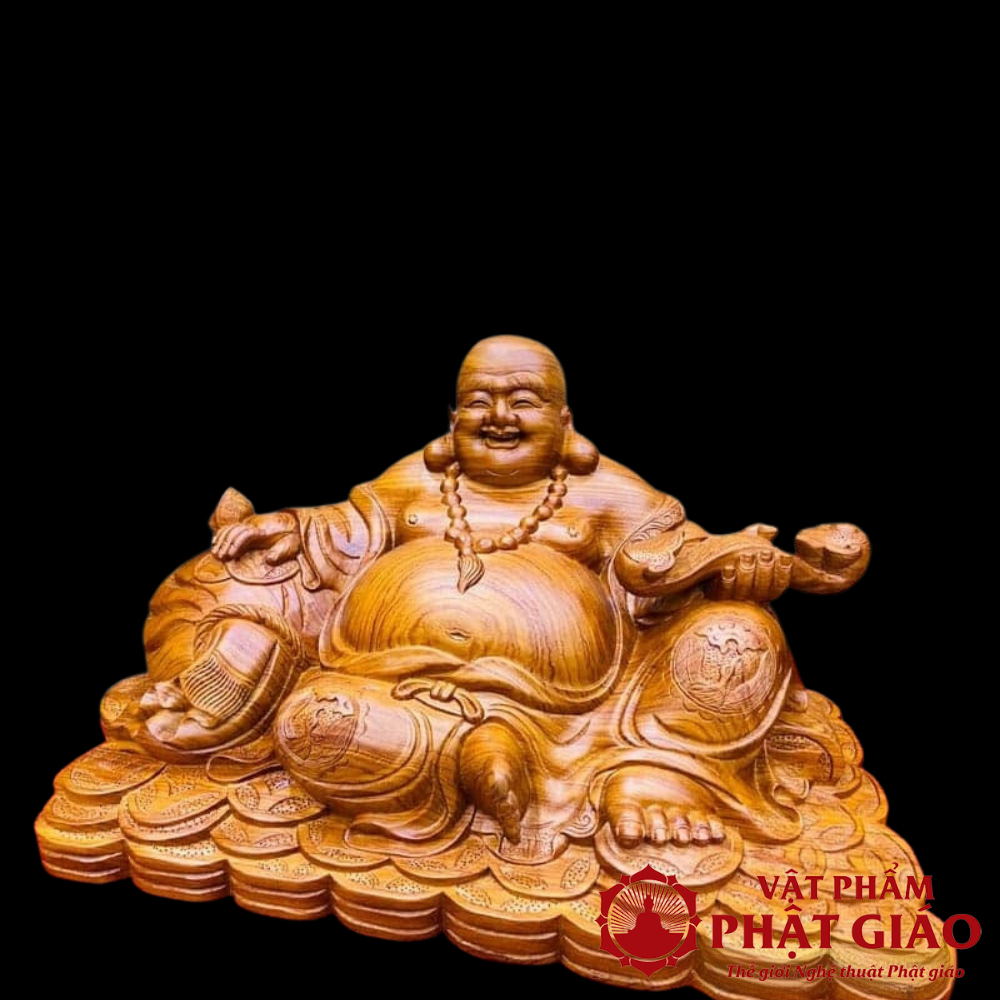 Tượng Di Lặc Ngồi Gỗ Hương Đá Dài 60cm Liền Khối 7 10 2