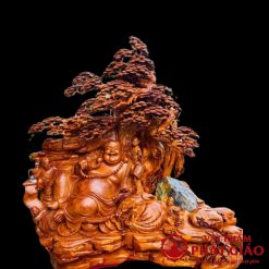 Tượng Di Lặc Ngồi Gốc Tùng Gỗ Hương Đá Dài 1m2 2 2 13