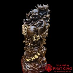 Tượng Phật Di Lặc Gánh Đào Ngũ Phúc Gỗ Mun Cao 90cm 3 3 3