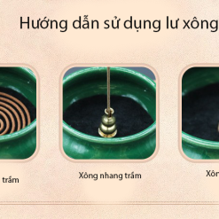 Lư Đốt Trầm Hương Gốm Sứ Trắng Họa Tiết Phong Cảnh, Kích Thước 9.8x7.2cm 4 cach su dung lu xong tram huong 1