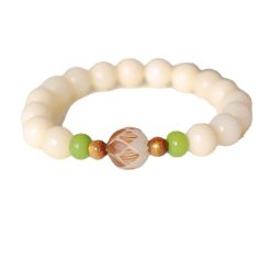 Chuỗi Vòng Đeo Tay Hạt Bồ Đề Charm Hoa Sen Màu Trắng Ngà, 10mm 5 chuoi vong deo tay charm hoa sen hat goc bo de mau trang nga 10mm 4