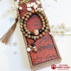 Chuỗi Vòng Tay Quấn 2 Gỗ Đàn Hương Kết Hợp Charm Hoa Sen 1 chuoi vong tay go dan huong ket hop charm hoa sen 2 1