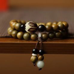 Chuỗi Vòng Tay Quấn 2 Gỗ Đàn Hương Kết Hợp Charm Hoa Sen 6 chuoi vong tay go dan huong ket hop charm hoa sen 5