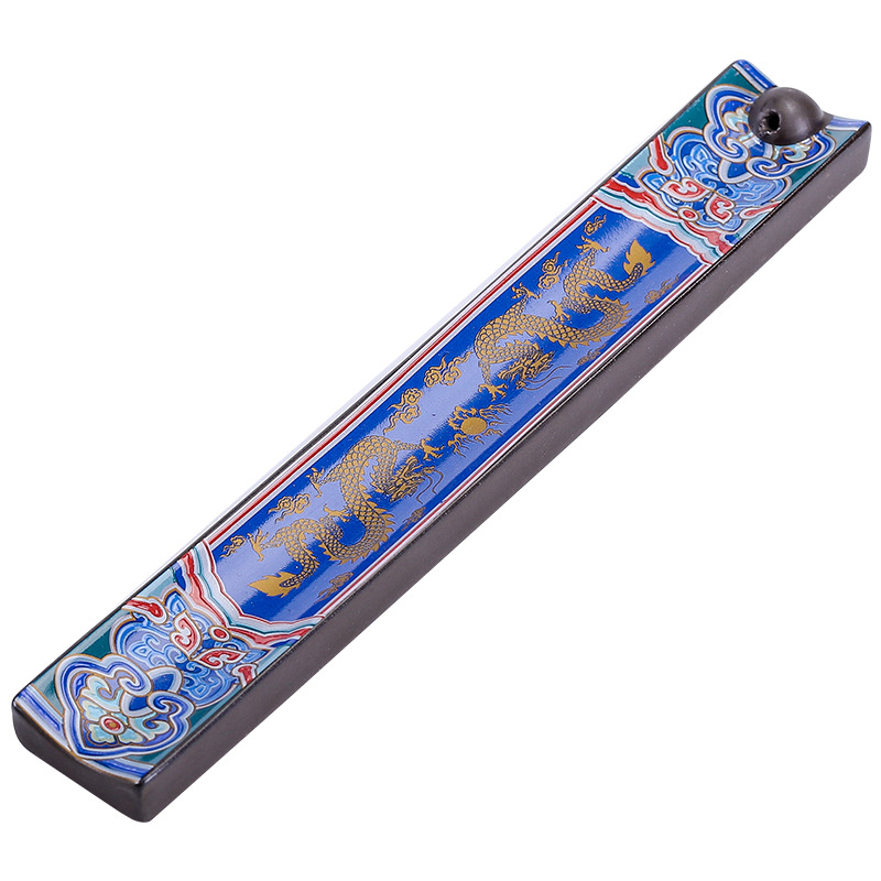 Hộp Cắm Hương Thân Gốm Trang Trí Rồng Vàng, Dài 23cm 4 hop cam huong than gom trang tri rong dai 23cm 1