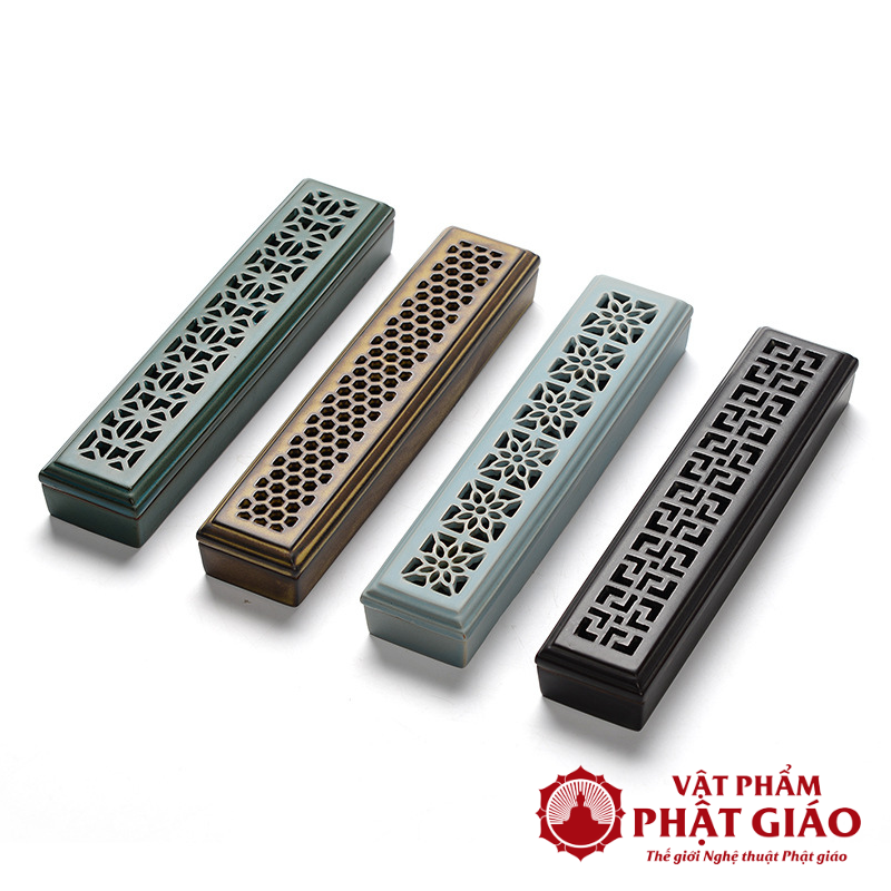 Hộp Đốt Thanh Trầm Thân Gốm Màu Xanh Ngọc, Dài 24cm 8 hop dot thanh tram than gom mau xanh ngoc dai 24cm 1