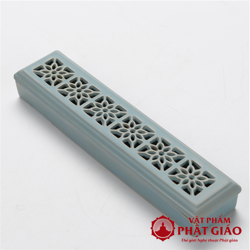 Hộp Đốt Thanh Trầm Thân Gốm Màu Xanh Ngọc, Dài 24cm 7 hop dot thanh tram than gom mau xanh ngoc dai 24cm 2