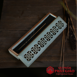 Hộp Đốt Thanh Trầm Thân Gốm Màu Xanh Ngọc, Dài 24cm 3 hop dot thanh tram than gom mau xanh ngoc dai 24cm 3