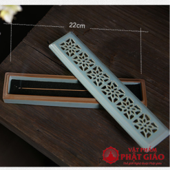 Hộp Đốt Thanh Trầm Thân Gốm Màu Xanh Ngọc, Dài 24cm 2 hop dot thanh tram than gom mau xanh ngoc dai 24cm 5