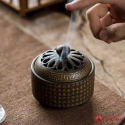 lu dot tram huong bang gom su mau nau hoa van doc dao kich thuoc 10cm10cm10cm 1