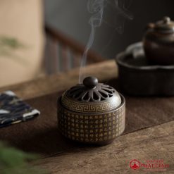 lu dot tram huong bang gom su mau nau hoa van doc dao kich thuoc 10cm10cm10cm 13