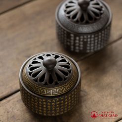 lu dot tram huong bang gom su mau nau hoa van doc dao kich thuoc 10cm10cm10cm 2