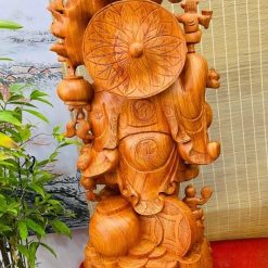 Tượng Di Lặc Đứng Vác Đào Gỗ Hương Liền Khối Cao 1m2 7 snapedit 1679733436642