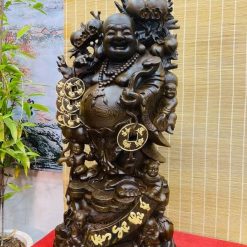 Tượng Phật Di Lặc Gánh Đào Ngũ Phúc Gỗ Mun Cao 90cm 4 snapedit 1679733820423