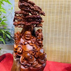 Tượng Di Lặc Ngồi Gốc Tùng Gỗ Hương Cao 83cm 5 snapedit 1679802154527