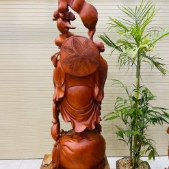 Tượng Di Lặc Vác Gậy Như Ý Gỗ Hương Đá Nguyên Khối Cao 1m7 7 snapedit 1679802650768