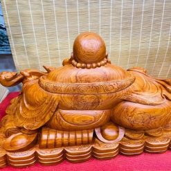 Tượng Di Lặc Ngồi Gỗ Hương Đá Dài 60cm Liền Khối 6 snapedit 1679804089964