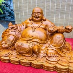 Tượng Di Lặc Ngồi Gỗ Hương Đá Dài 60cm Liền Khối 4 snapedit 1679804193679