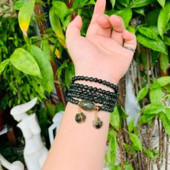 Vòng Đá Thạch Anh Tóc Xanh Mix Charm Lu Thống, Túi Tiền, Hồ Ly 1 toc xanh2