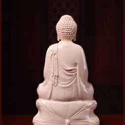 Tượng Phật A Di Đà Ngồi Đài Sen Sứ Màu Hồng, Cao 28cm 2 tuong phat a di da ngoi dai sen su mau hong cao 28cm 2