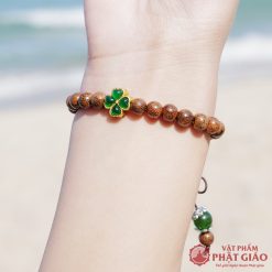 Vòng Tay Trầm Hương Tết Chữ Vạn Mix Charm Cỏ Bốn Lá Xanh 6mm 6 1 1 6