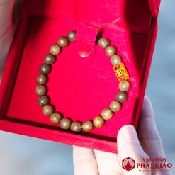 Vòng Tay Trầm Hương Mix Charm Đá Trụ Tròn Tây Tạng Vàng 8mm 4 1 16