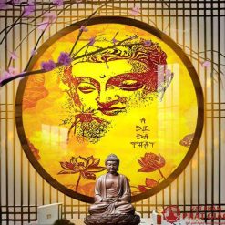 Đèn Hào Quang Tròn In Tranh Trúc Chỉ Chữ A Di Đà Phật TC183 1 1 3 2