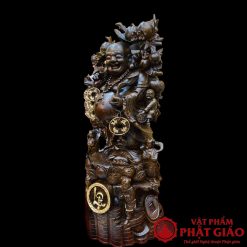 Tượng Di Lặc Gánh Đào Ngũ Phúc Gỗ Mun Cao 1m 1 1 5