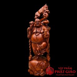 Tượng Di Lặc Vác Gậy Như Ý Gỗ Hương Đá Nguyên Khối Cao 1m7 2 13 2