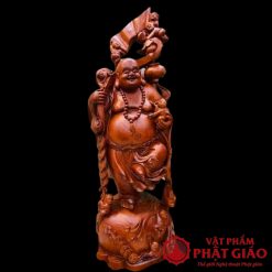Tượng Di Lặc Vác Gậy Như Ý Gỗ Hương Đá Nguyên Khối Cao 1m7 3 14 1